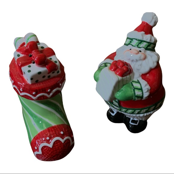 NEW Fitz and Floyd Santa Claus and Stocking Salt and Pepper Shakers in Box - Picture 3 of 5